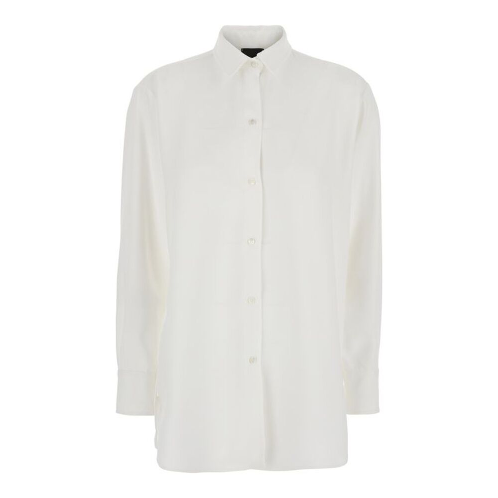 Plain Women White Shirt With Classic Collar In Tech Fabric Woman